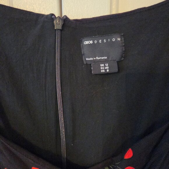 Women's Midi Dress in Black and Cherries Print by ASOS - Picture 5 of 12